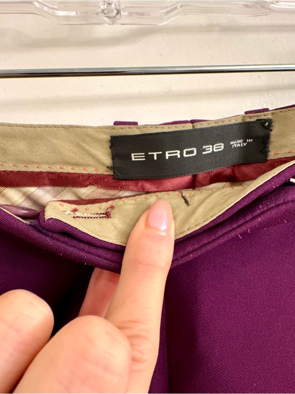 Etro Purple Tailored Trousers Made in Italy High Rise - Picture 5 of 8